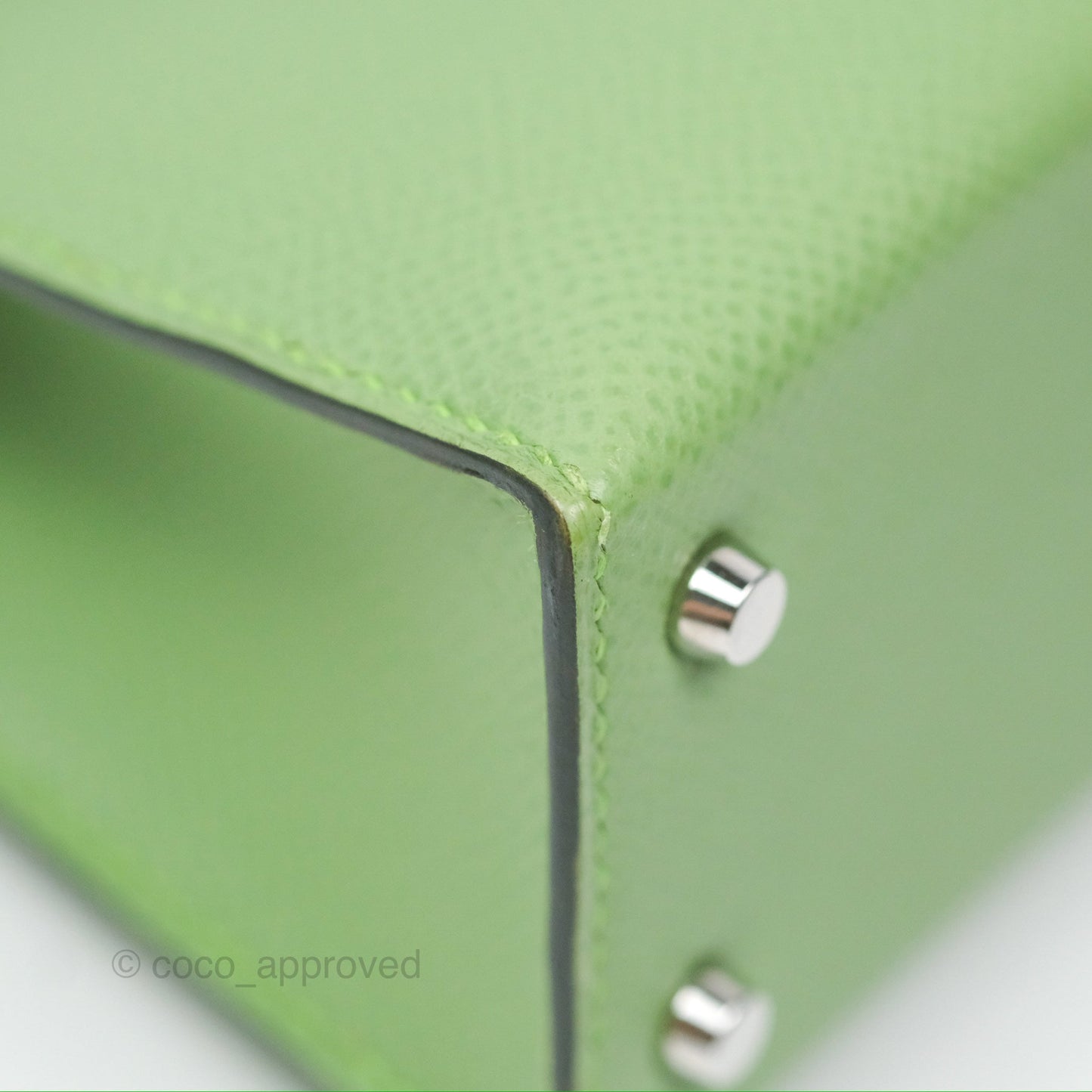 Hermès Mini Kelly II Vert Criquet Epsom Palladium Hardware