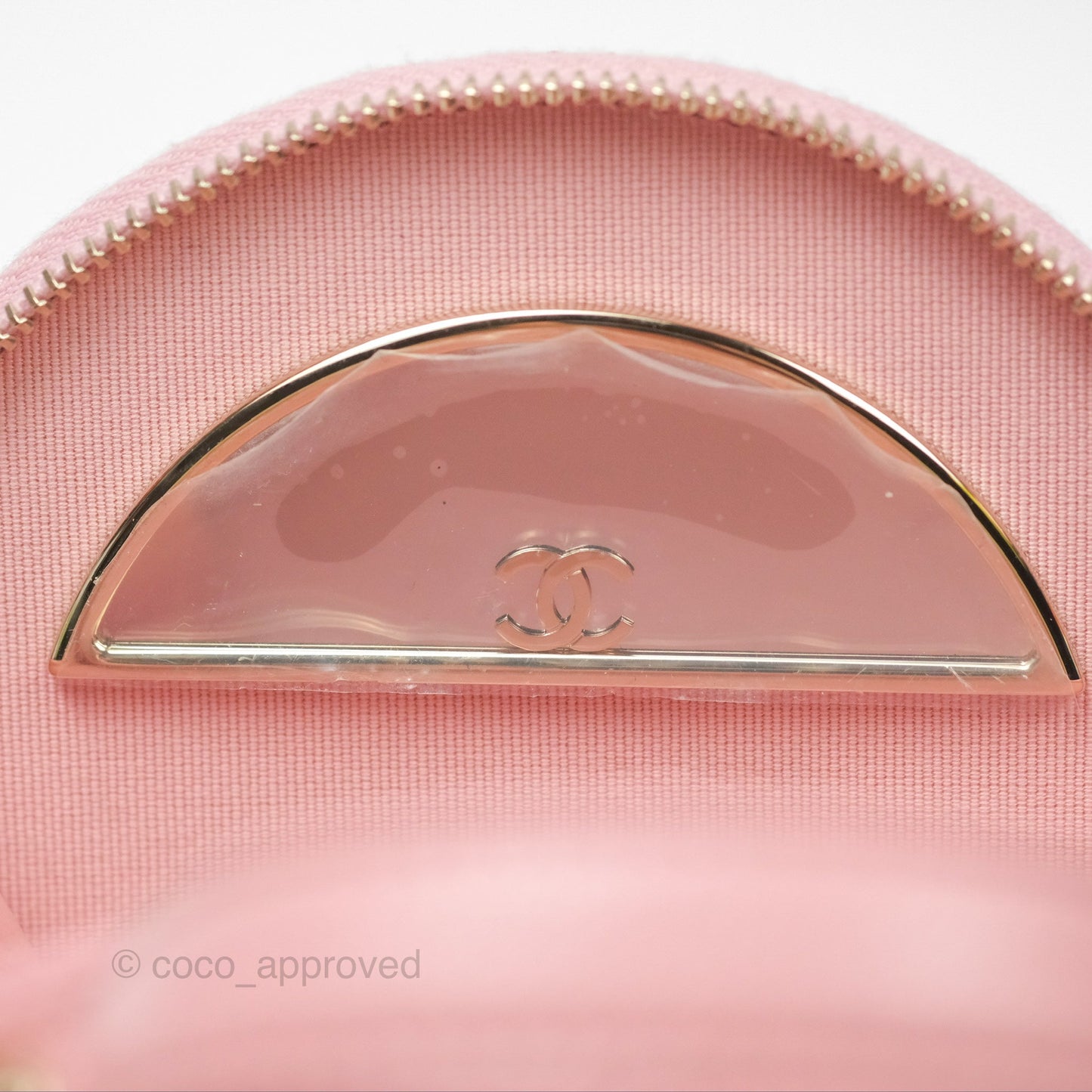 Chanel Mini Round Vanity Bag Handle With Care Pink Caviar 22C