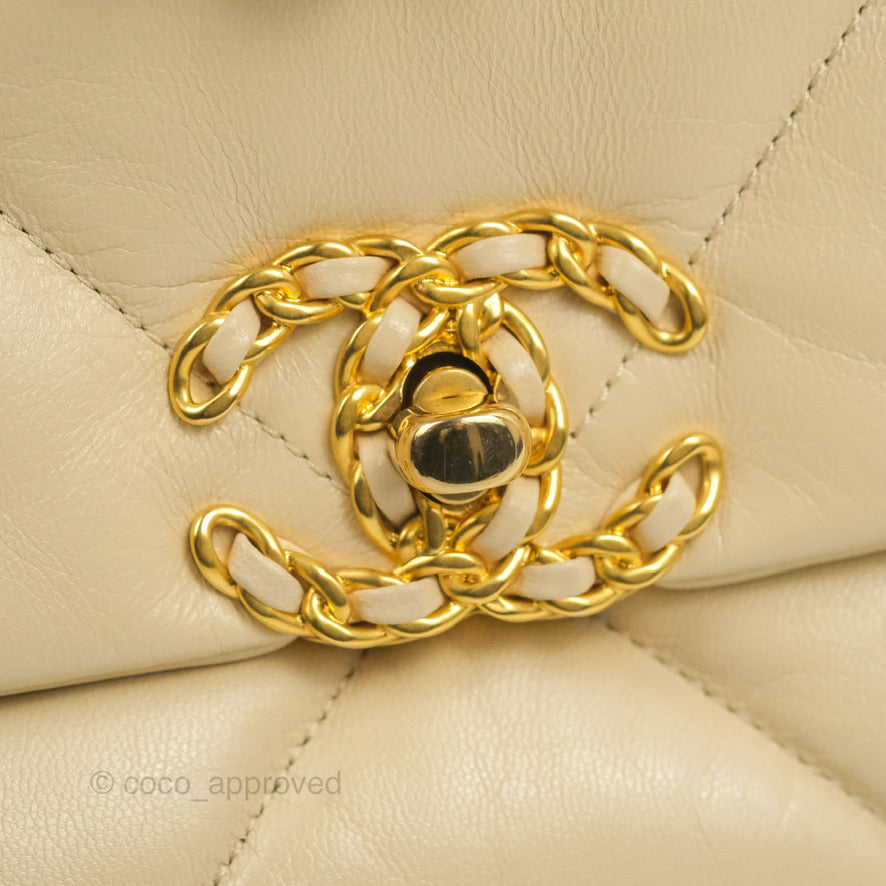 Chanel 19 Small Beige Goatskin Mixed Hardware