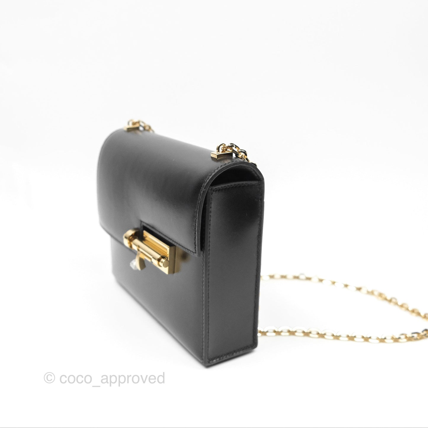 Hermes Mini Verrou Chaine Bag Black Box Leather Gold Hardware
