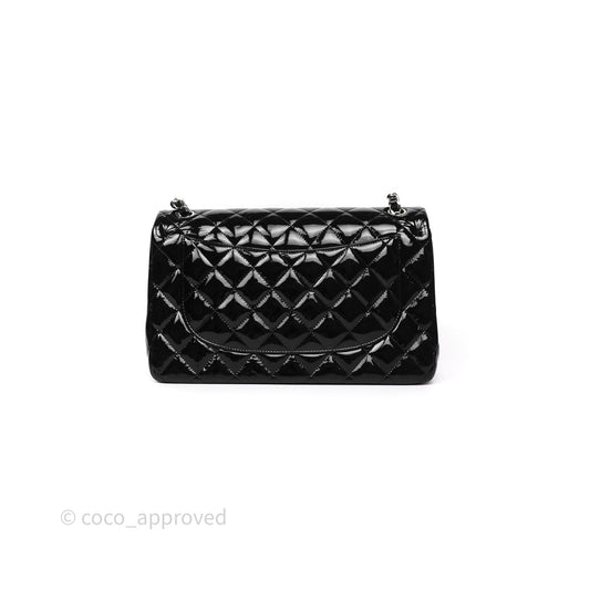Chanel Jumbo Double Flap Black Patent Silver Hardware⁣⁣