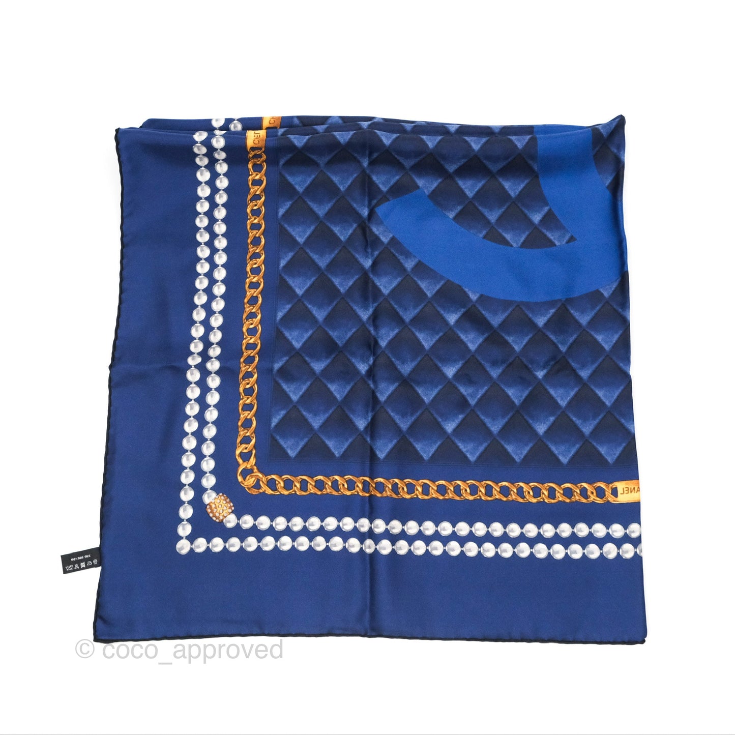 Chanel Square Silk Scarf 90 Navy