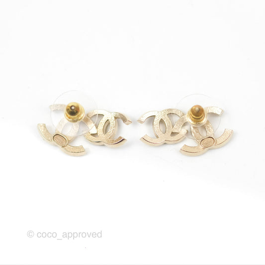 Chanel Crystal Black Double CC Earrings Gold Tone 22B