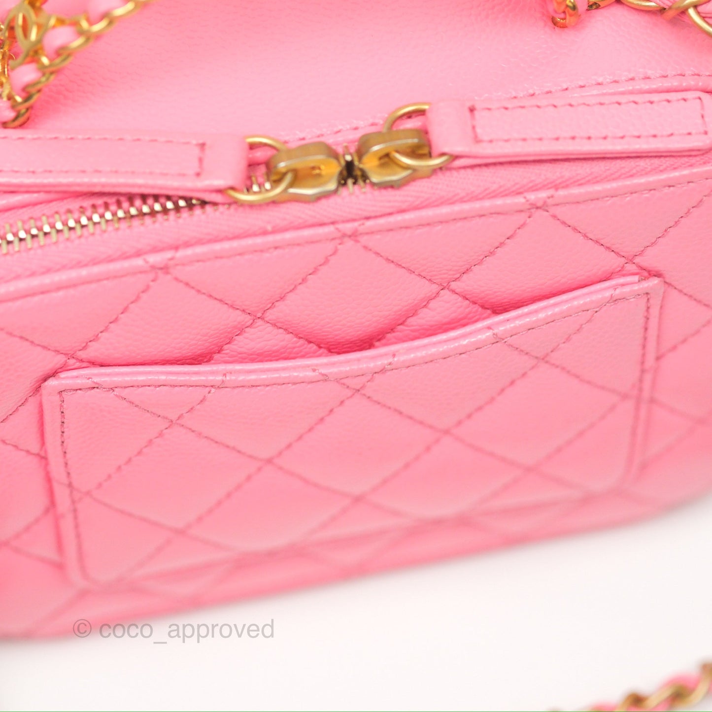Chanel Caviar Quilted Pick Me Up Small Vanity Case Hot Pink