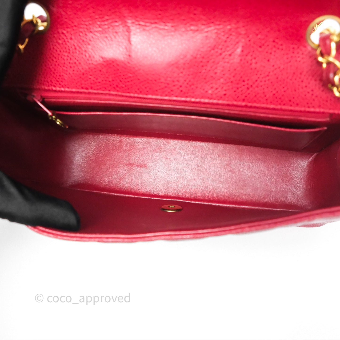 Chanel Medium Vintage Quilted Classic Diana Flap Bag Red Caviar 24K Gold Hardware
