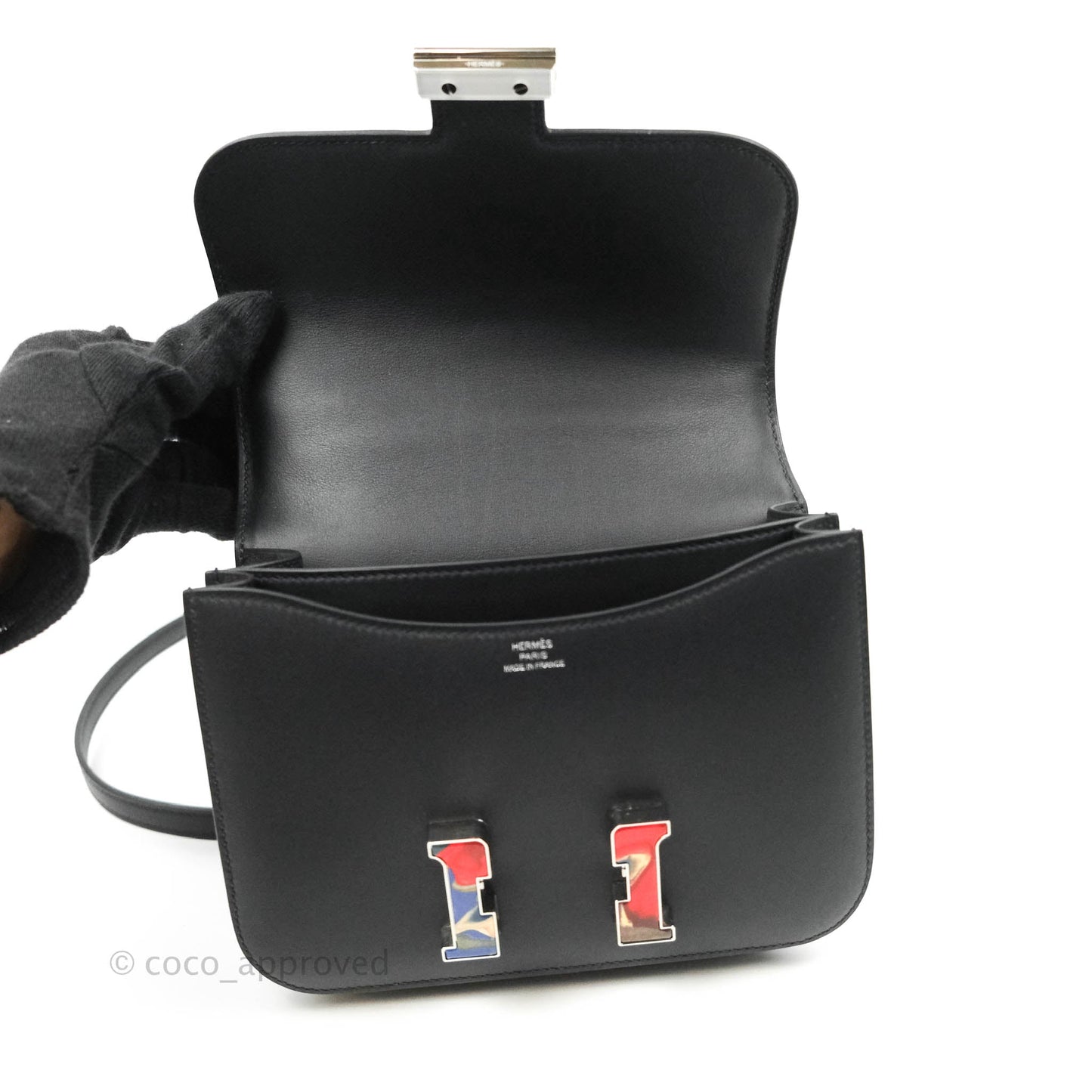 Hermès Constance Mini 18cm Black Swift Marble Lock