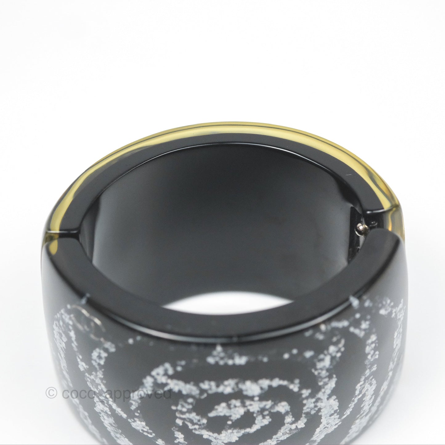 Chanel Sequin Camellia Resin Cuff Black 12A
