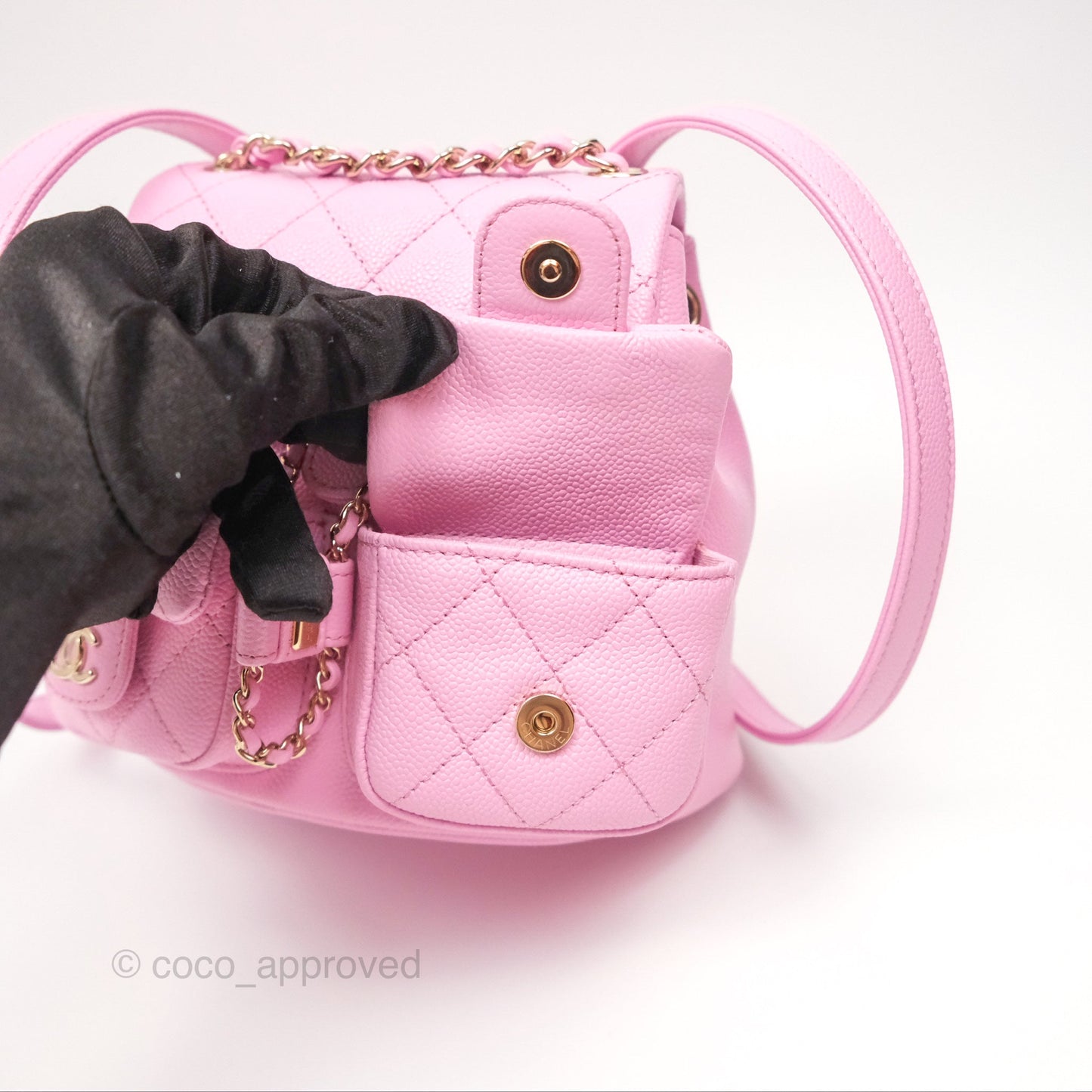 Chanel Mini Duma Backpack Pink Caviar Gold Hardware 23P