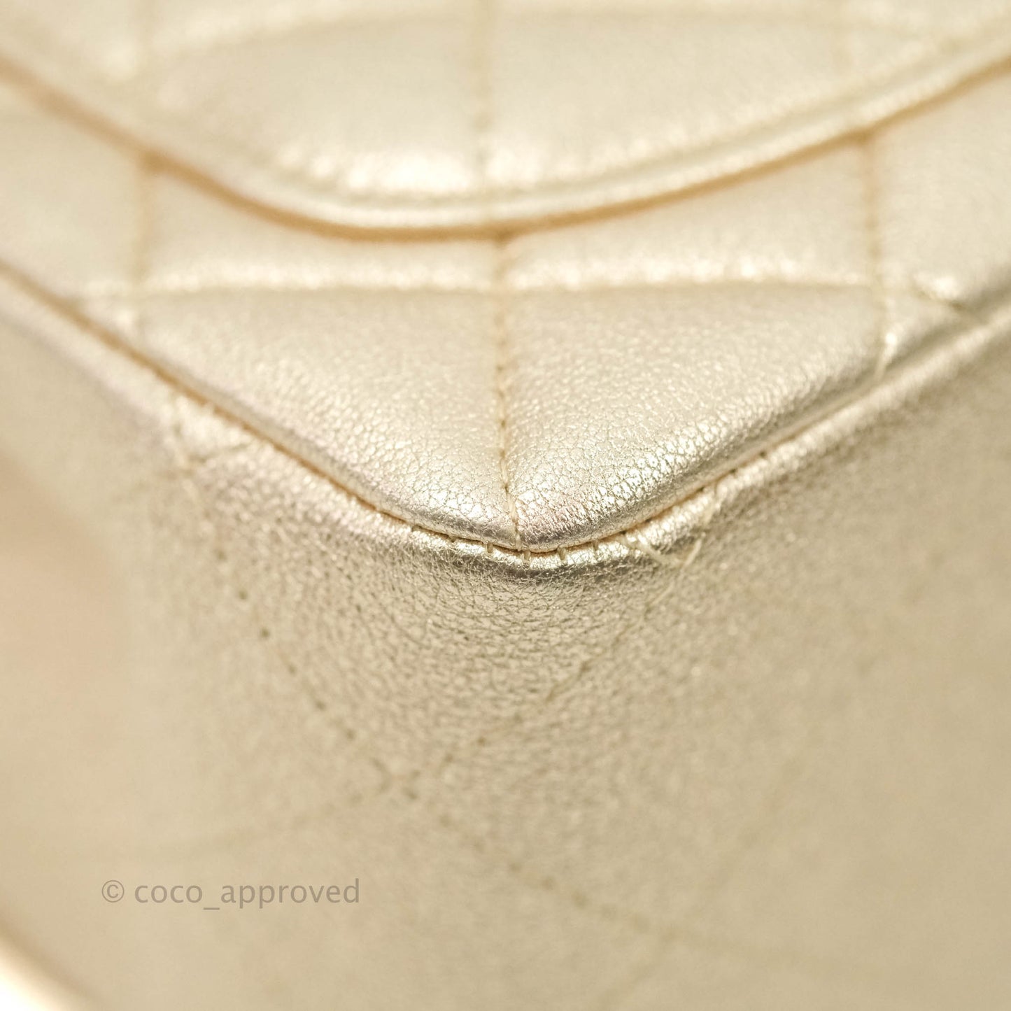 Chanel Classic Quilted Mini Square Flap Iridescent Gold Gold Hardware 21P