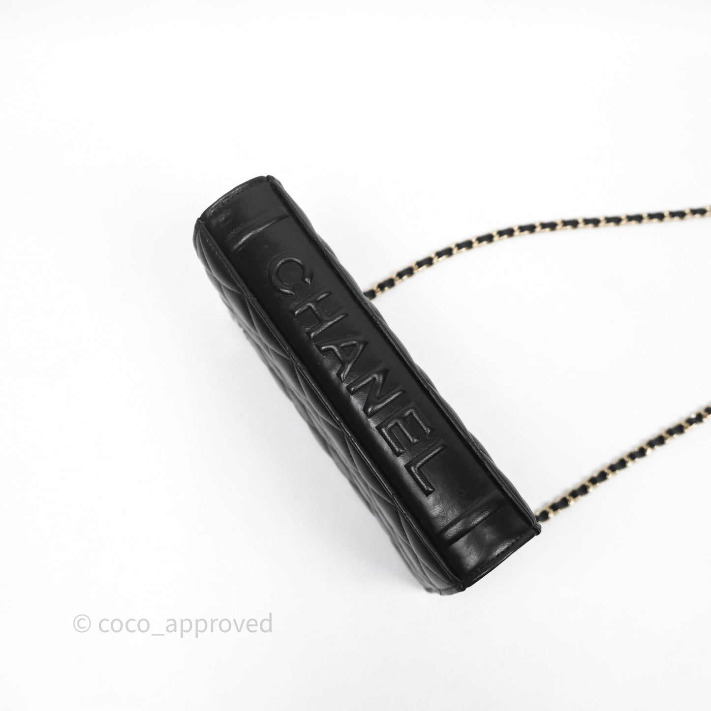 Chanel Quilted Book Wallet on Chain WOC Black Lambskin Gold Hardware