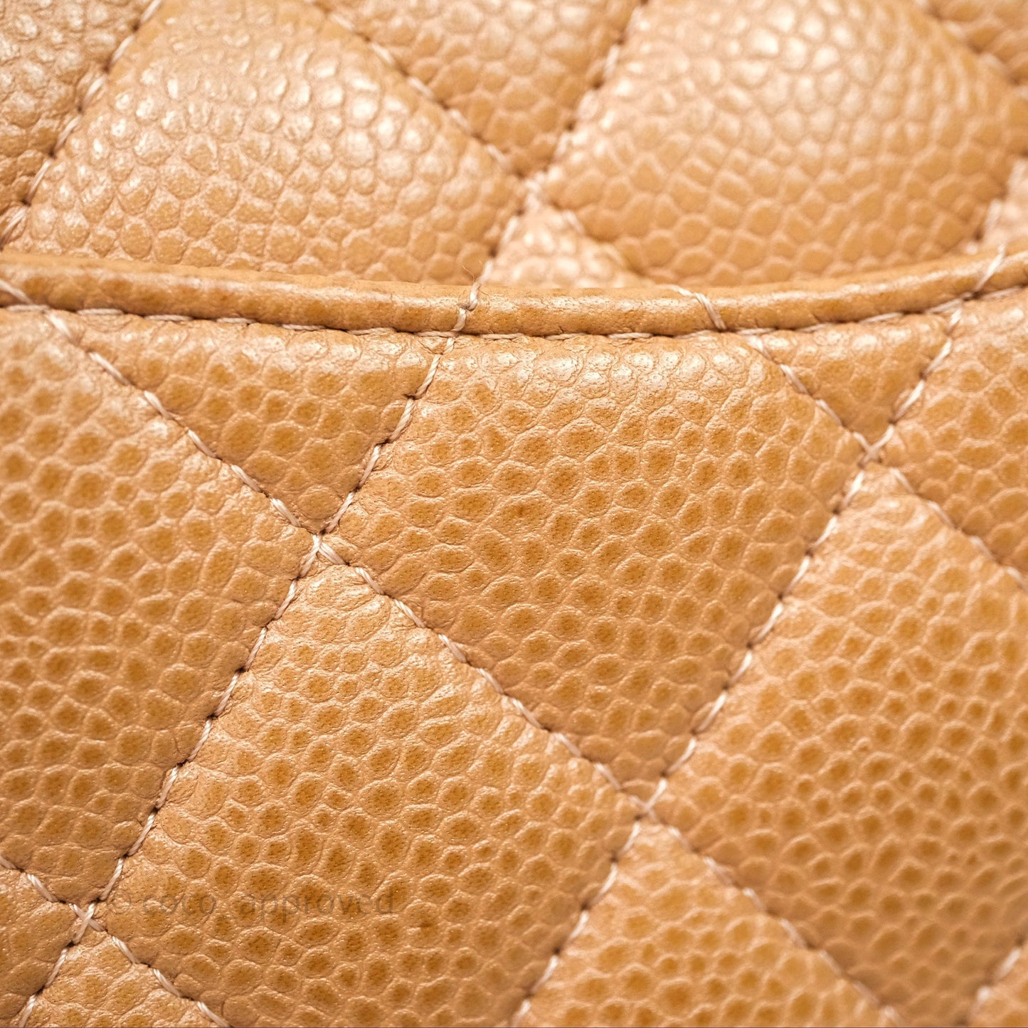 Chanel Classic M/L Medium Flap Quilted Beige Caviar Gold Hardware
