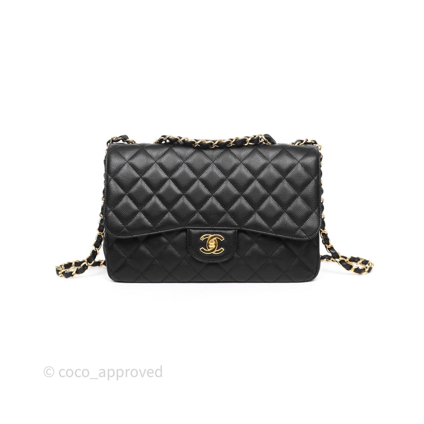 Chanel Jumbo Single Flap Black Caviar Gold Hardware⁣⁣