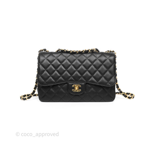 Chanel Jumbo Single Flap Black Caviar Gold Hardware⁣⁣