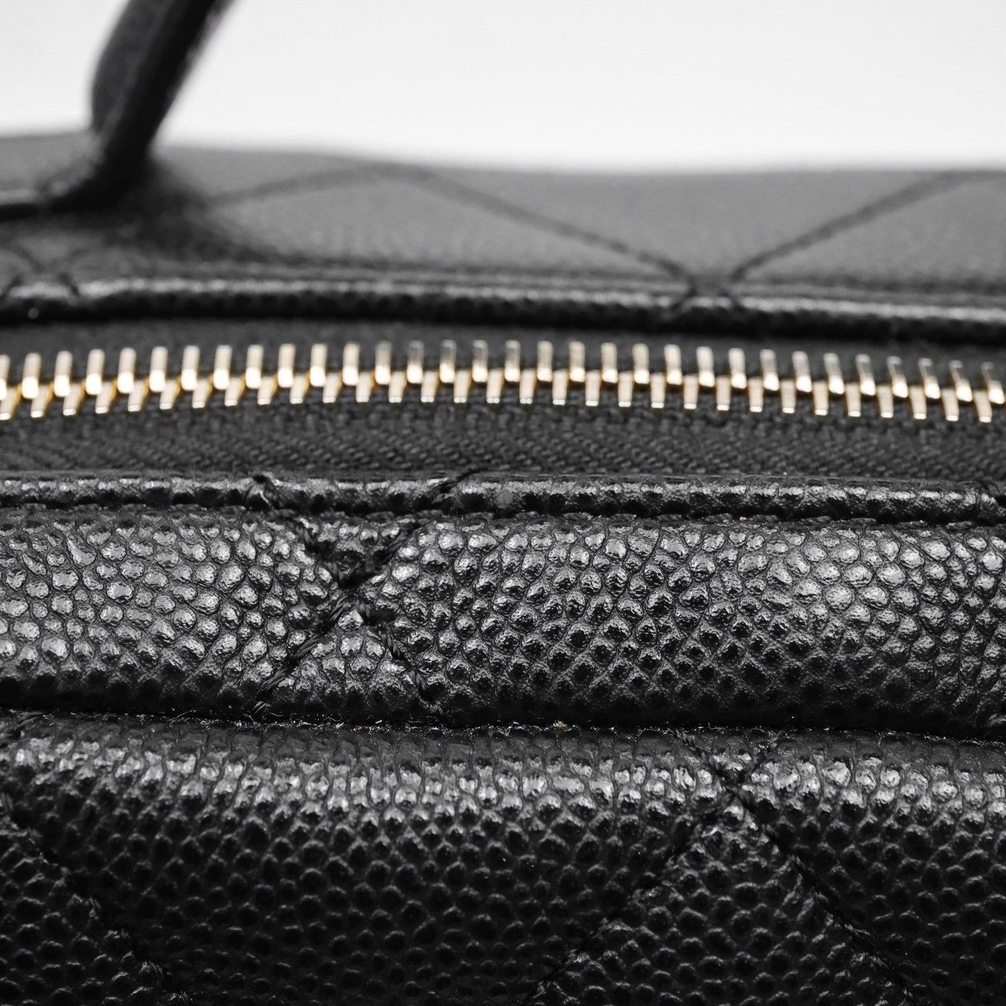 Chanel CC Top Handle Vanity Case Black Caviar Gold Hardware 23P