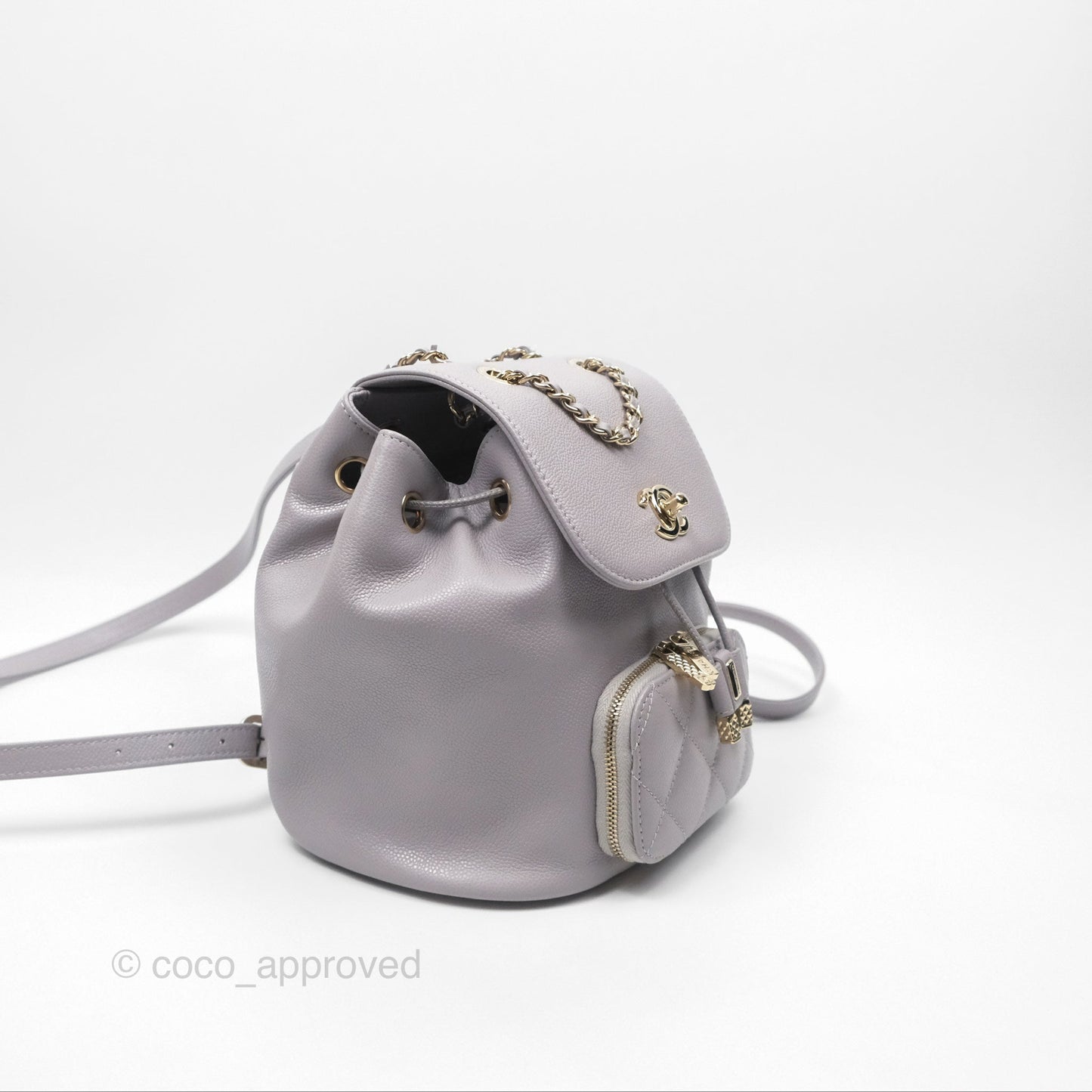 Chanel Mini Business Affinity Backpack Grey Caviar Gold Hardware 22B