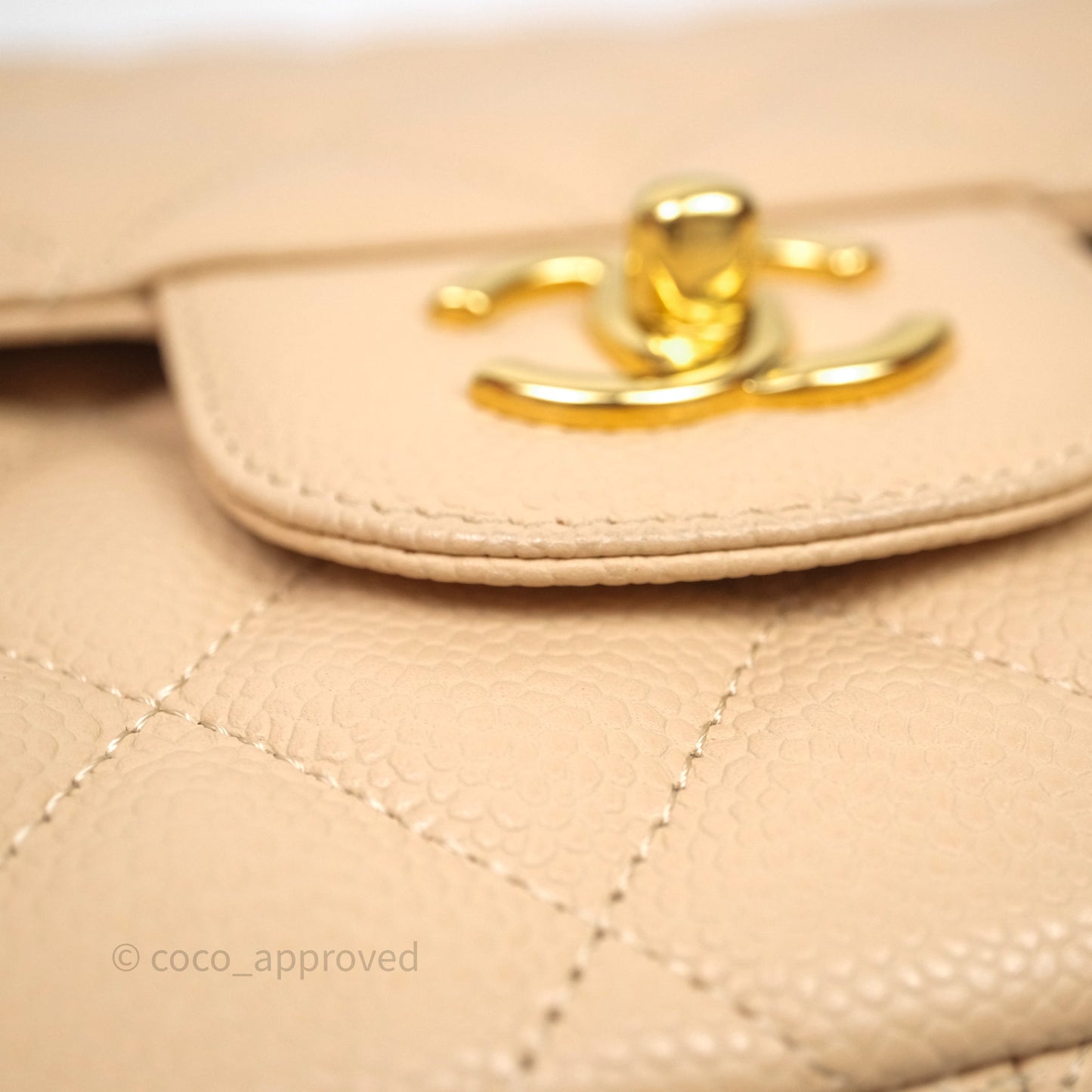 Chanel Jumbo Double Flap Beige Caviar Gold Hardware⁣⁣