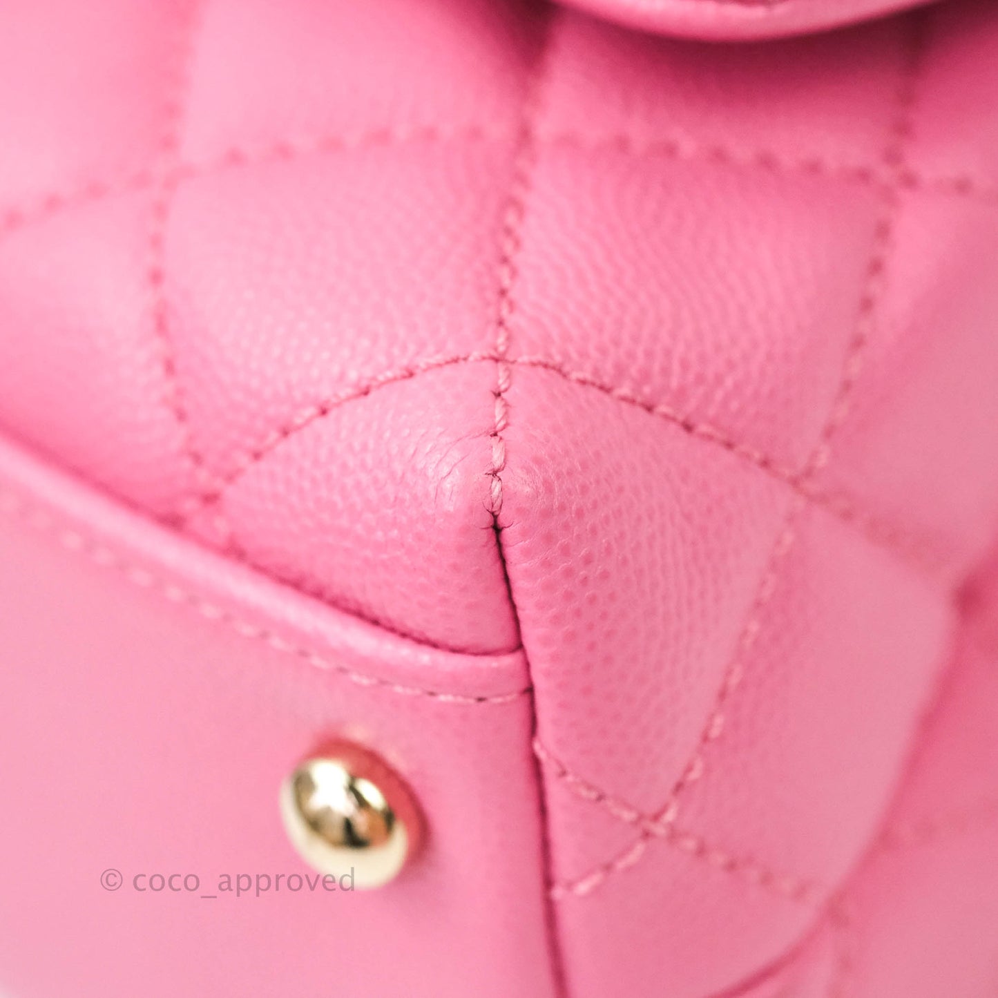 Chanel Extra Mini Coco Handle Quilted Pink Caviar Lizard Embossed Handle Gold Hardware