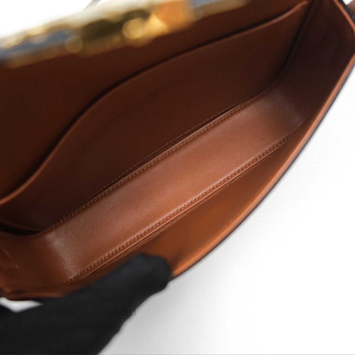 Celine Triomphe Shoulder Bag Tan Calfskin Triomphe Canvas
