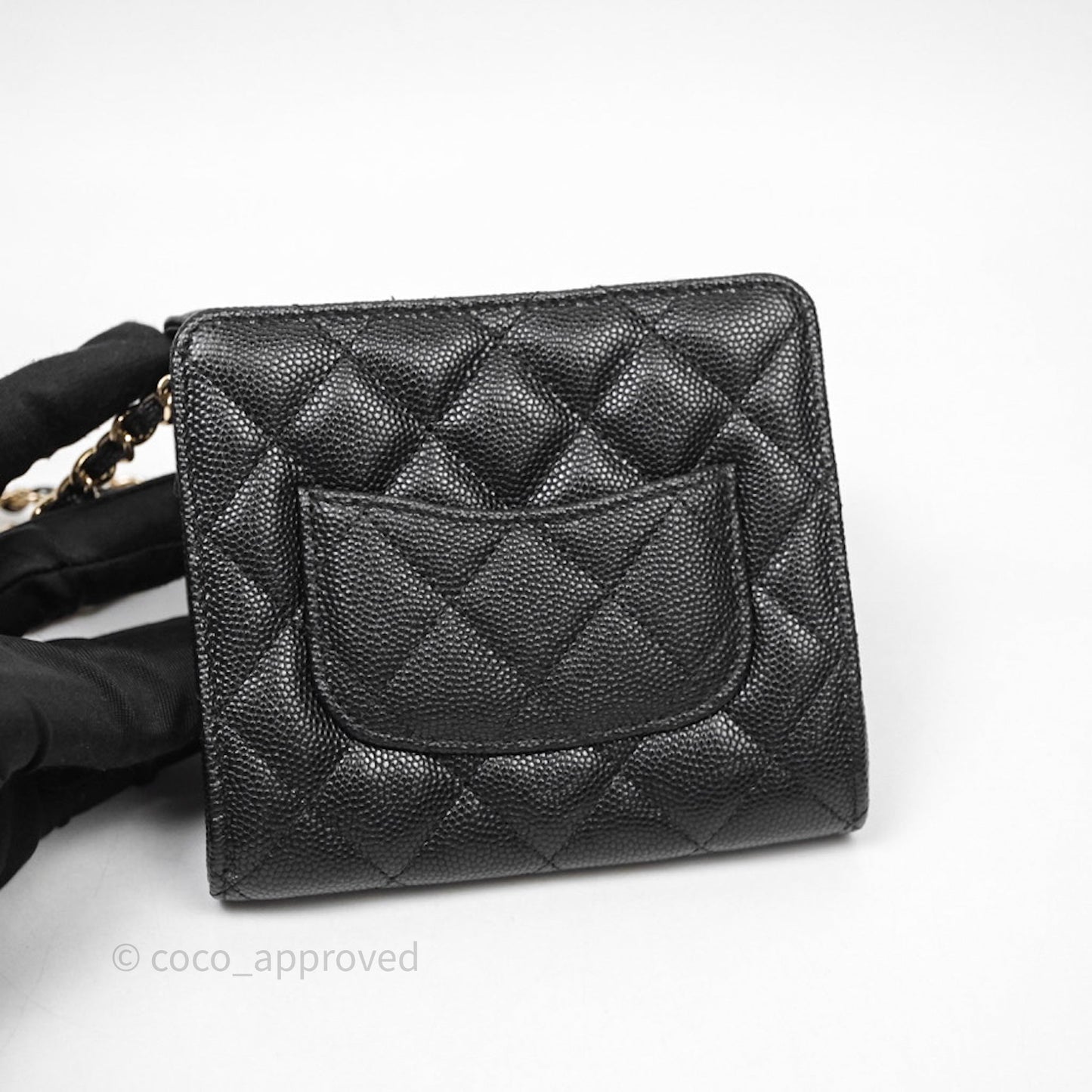 Chanel Quilted Mini Wallet on Chain WOC Black Caviar Gold Hardware