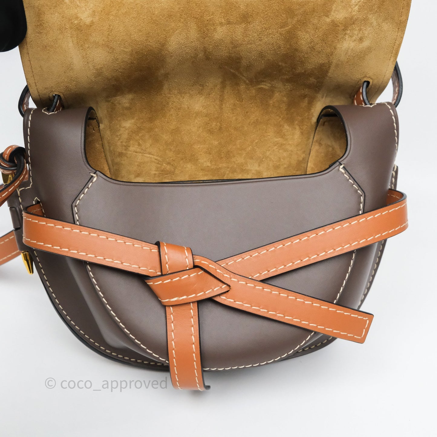 Loewe Small Gate Bag Smooth Calfskin Burgundy Tan Brown