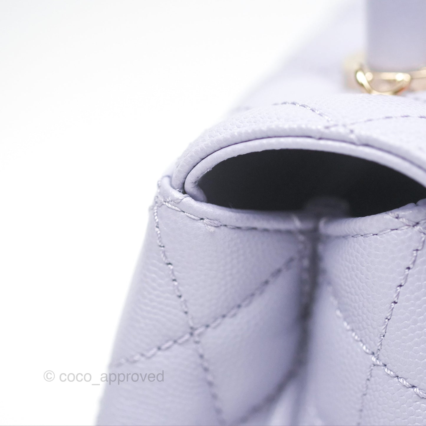 Chanel Small Coco Handle Quilted Lilac Caviar Gold Hardware