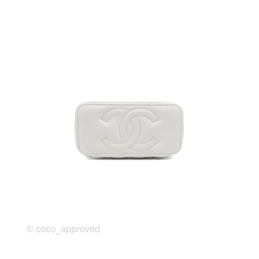 Chanel Classic Vanity with Chain White Caviar Gold Hardware