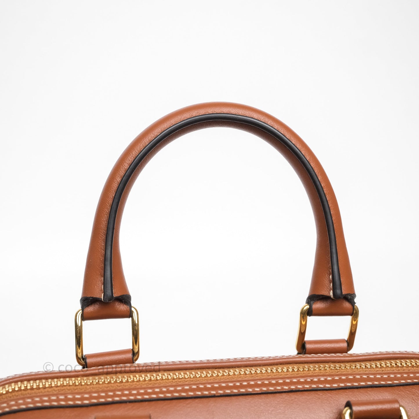 Celine Small Boston Bag Tan Calfskin Gold Hardware
