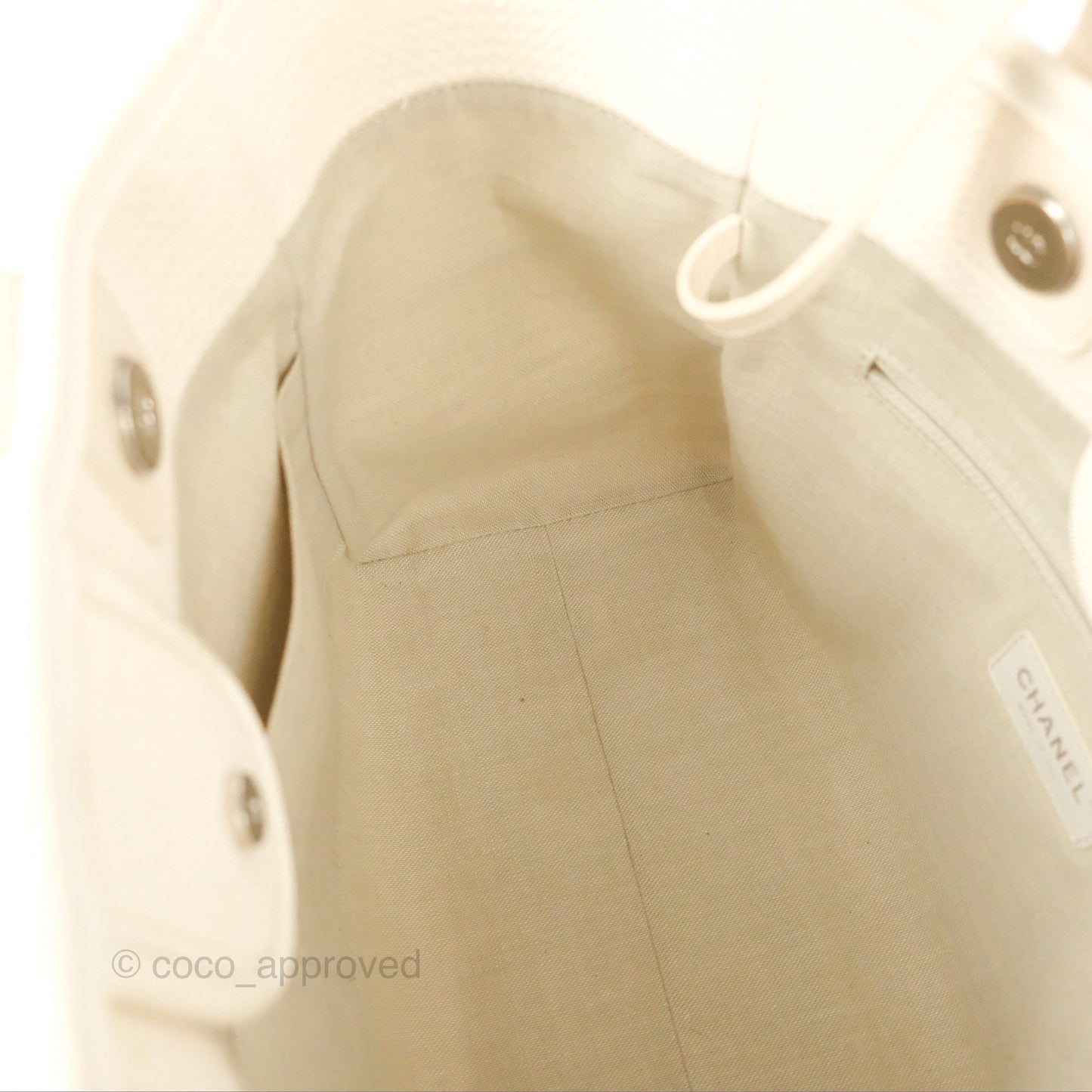 Chanel New Small Deauville Cream Ivory Canvas