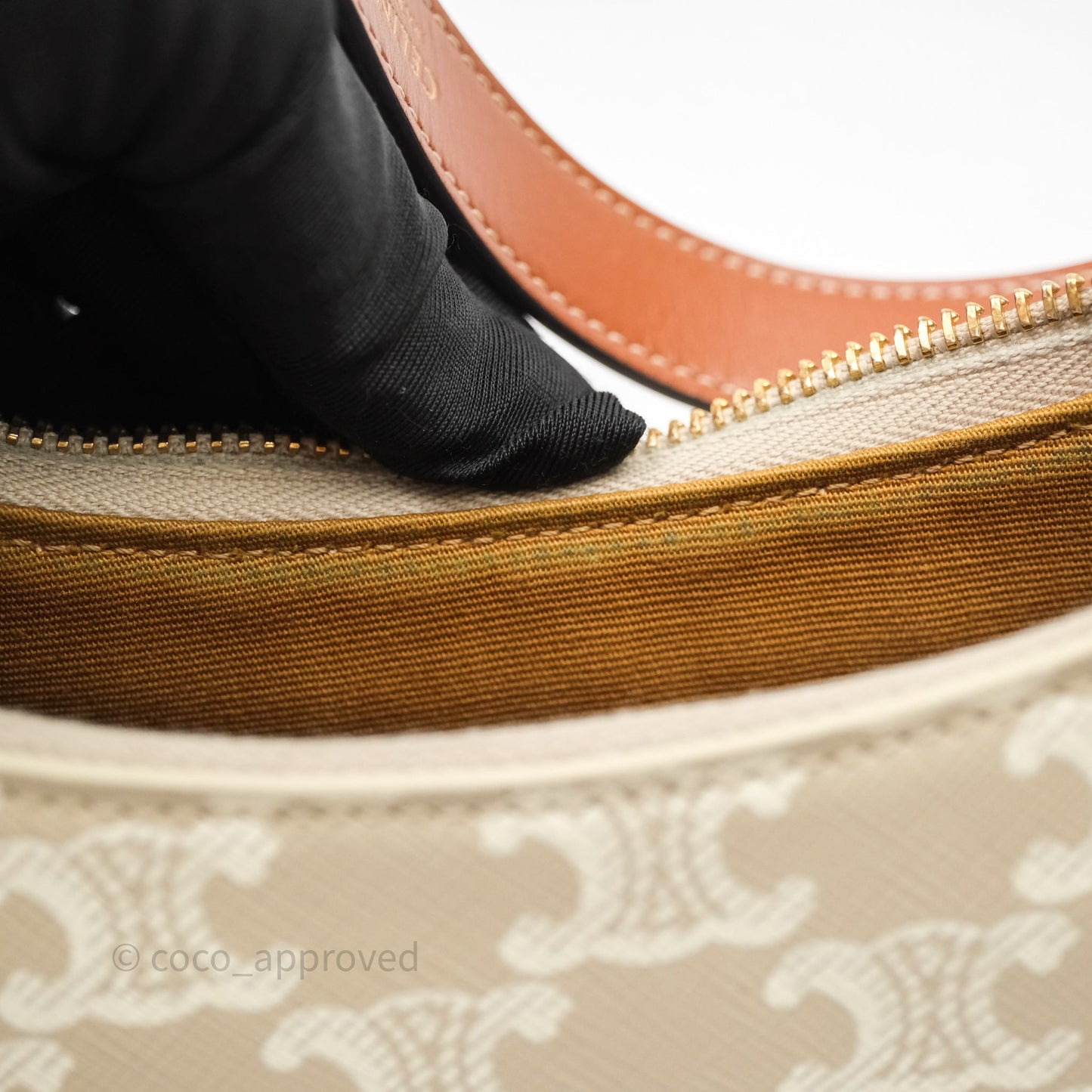 Celine Ava Bag In Triomphe Canvas Calfskin Grege