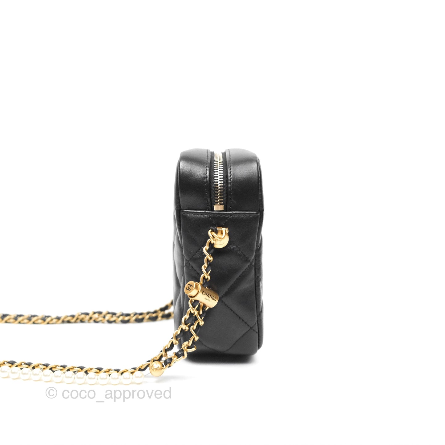 Chanel My Perfect Mini Camera Bag Black Lambskin Aged Gold Hardware
