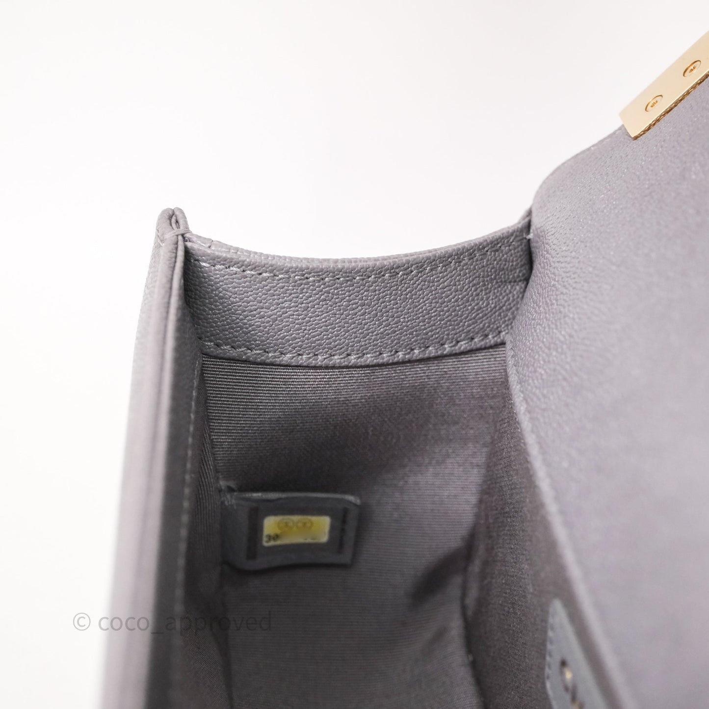 Chanel Small Boy Dark Grey Caviar Gold Hardware