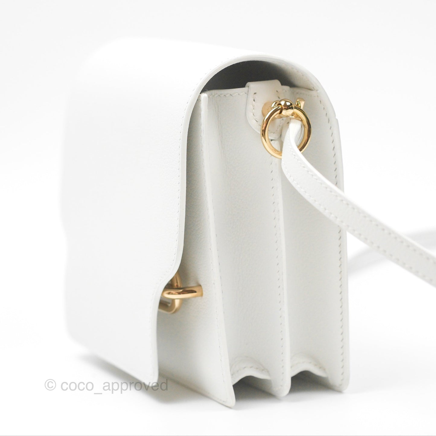 Hermès Roulis Mini 18 New White Evercolor Permabrass Hardware