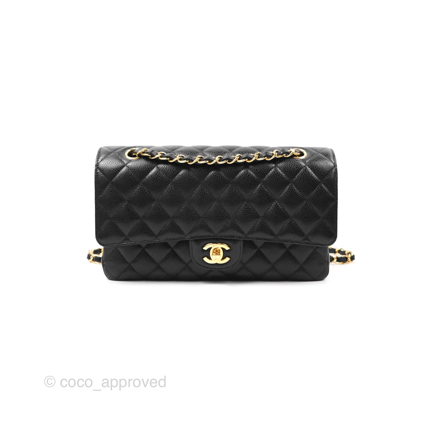 Chanel Classic M/L Medium Flap Quilted Black Caviar Gold Hardware