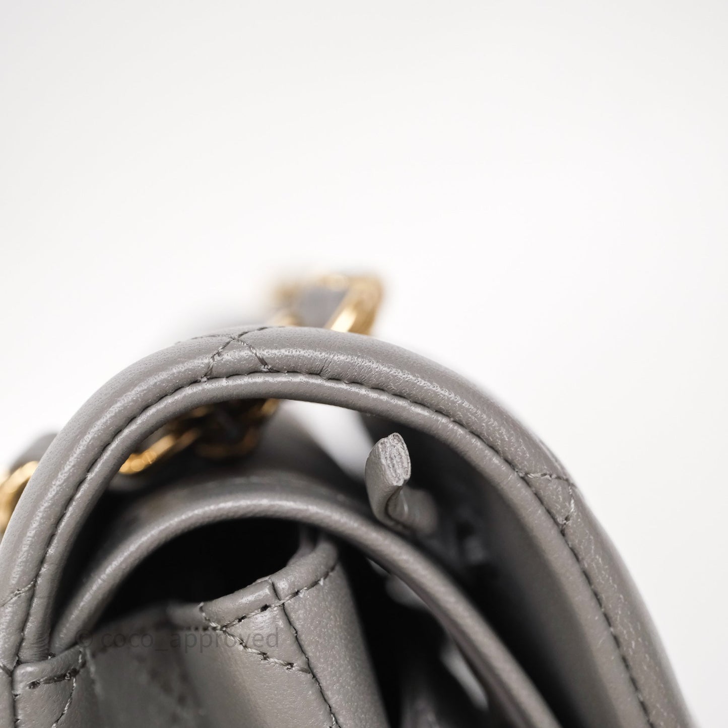 Chanel Small Quilted Classic Flap Grey Lambskin Light Gold Hardware