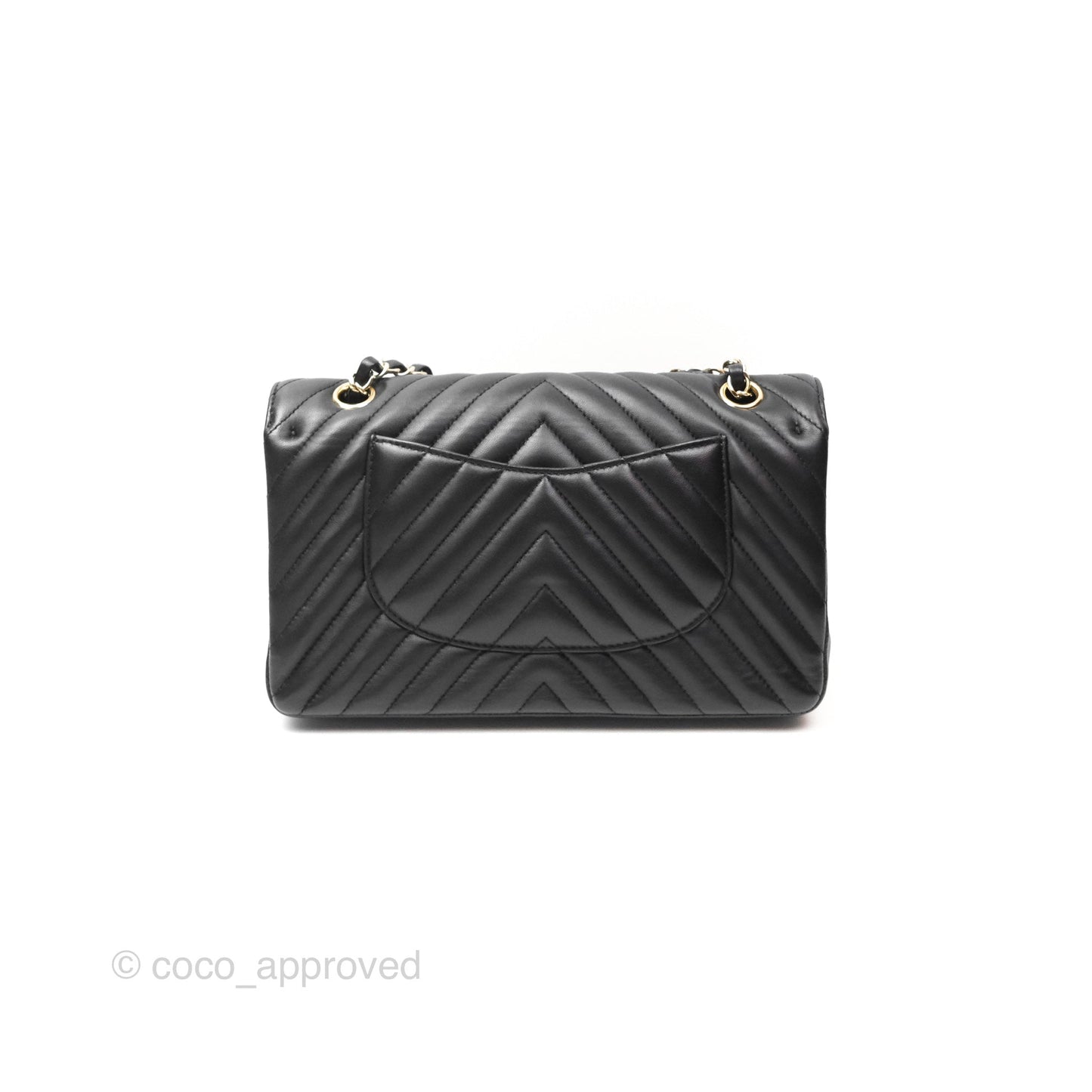 Chanel Classic M/L Medium Chevron Double Flap Black Lambskin Gold Hardware