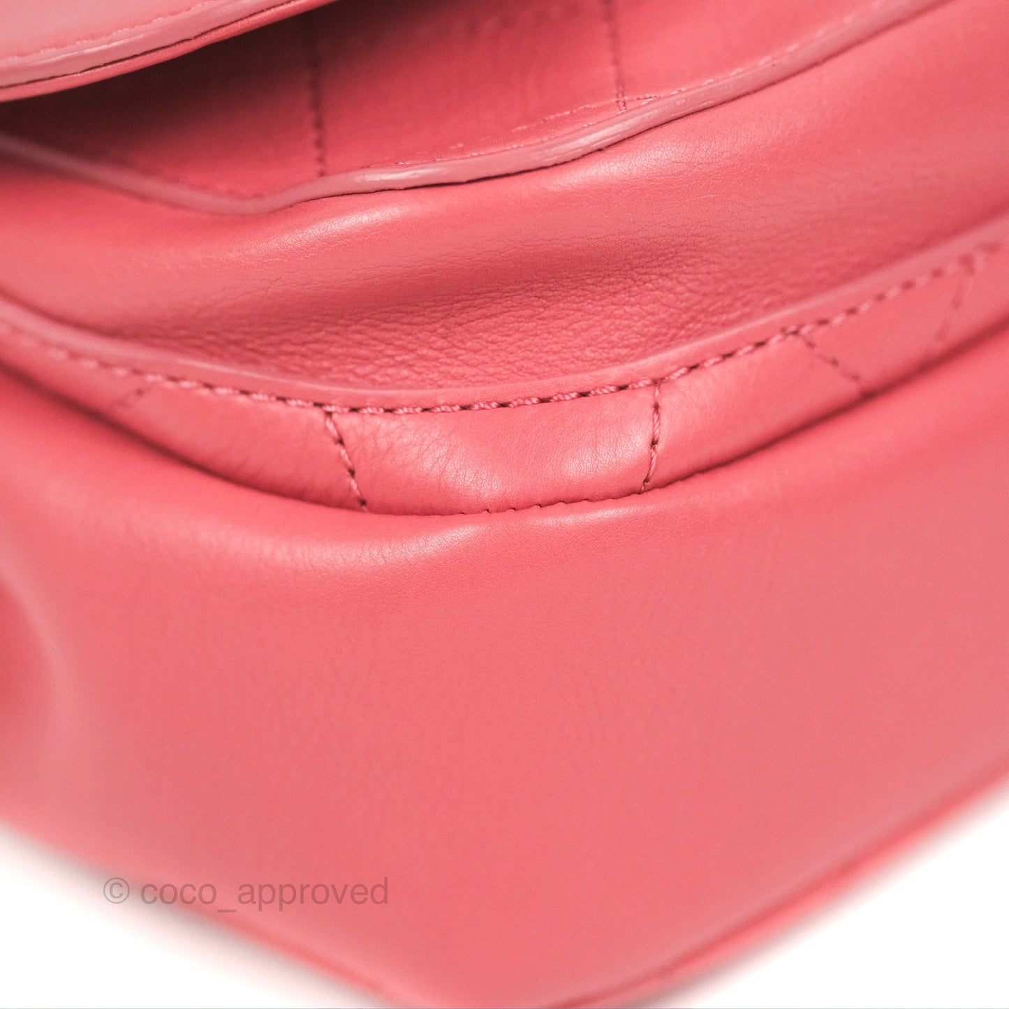 Chanel Small Flat Quilt Round Flap Bag Pink Calfskin Gold Hardware
