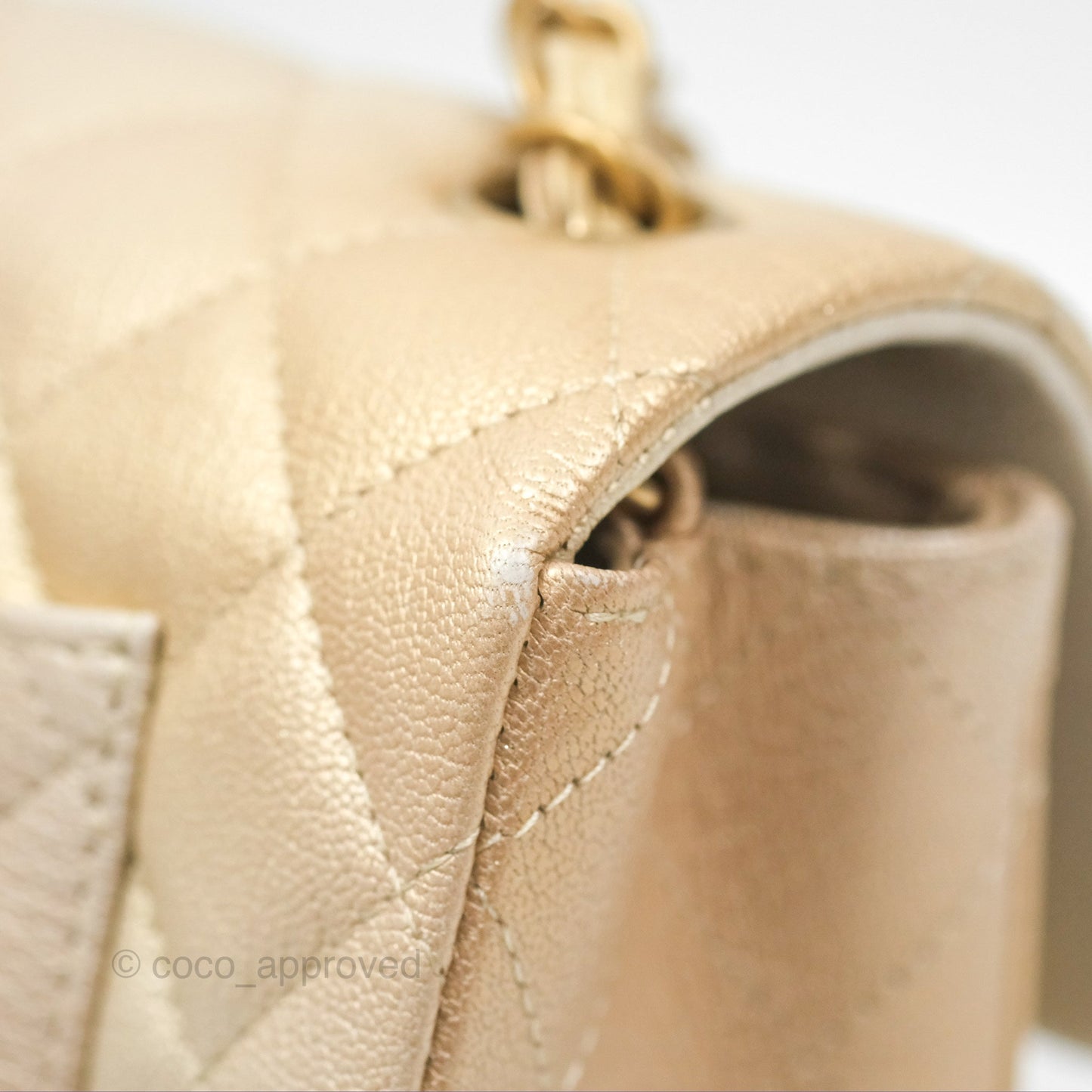 Chanel Mini Rectangular Flap Beige Ombre Iridescent Goatskin Aged Gold Hardware 22C