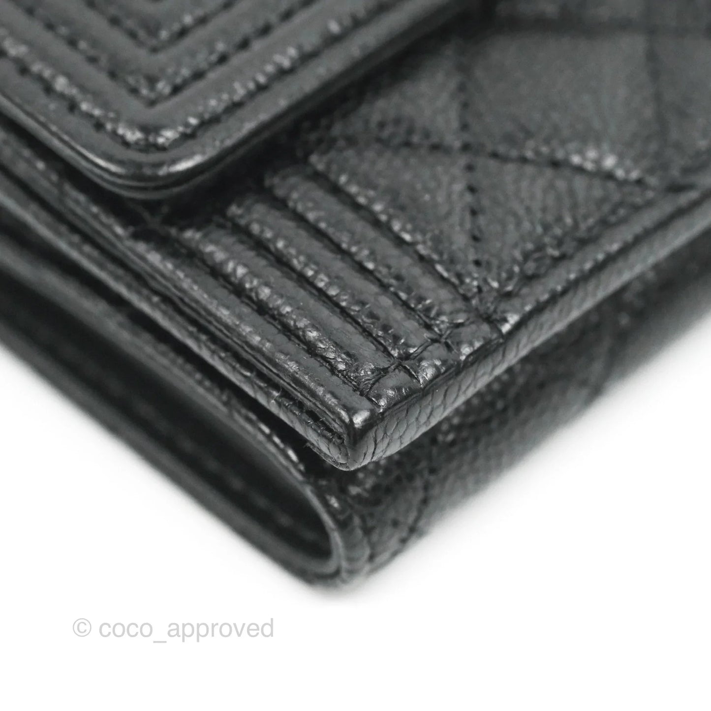 Chanel Quilted Small Boy Flap Wallet Black Caviar Gold Hardware
