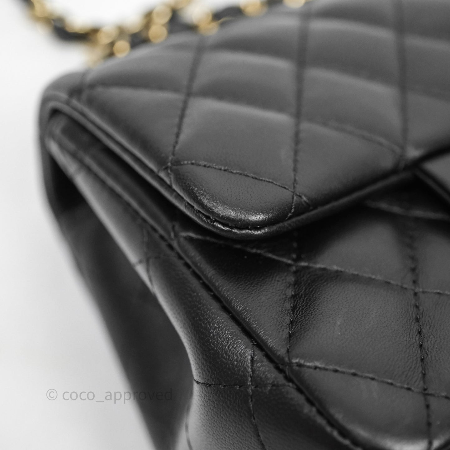 Chanel Mini Square Quilted Black Lambskin Gold Hardware