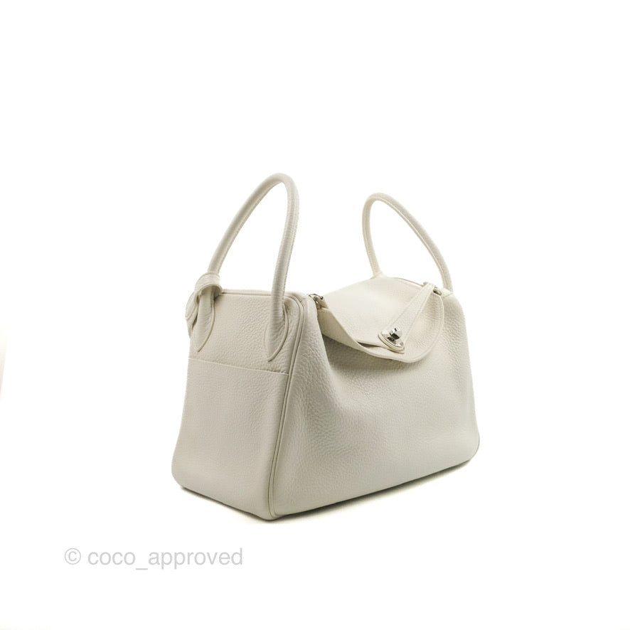 Hermes Lindy 30 White Clemence Palladium Hardware