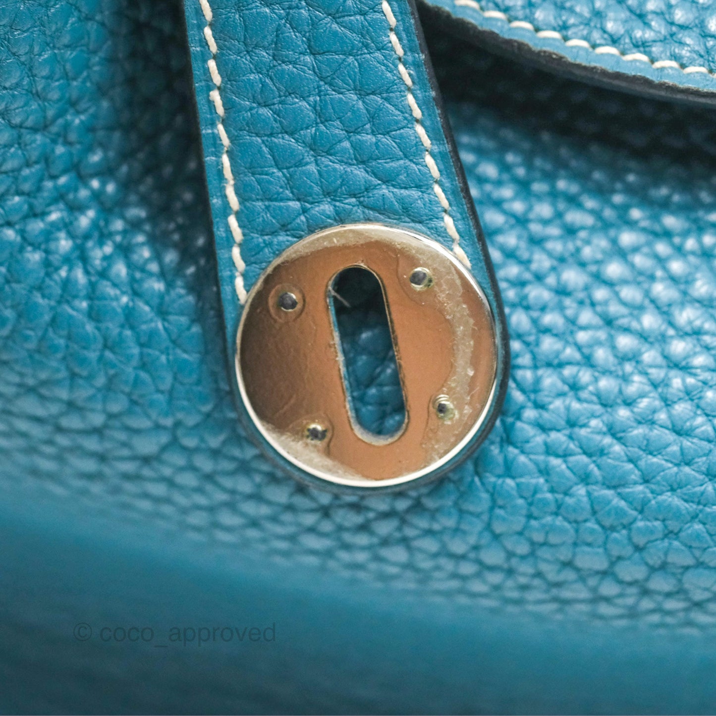 Hermès Lindy 34 Blue Jean Clemence Palladium Hardware