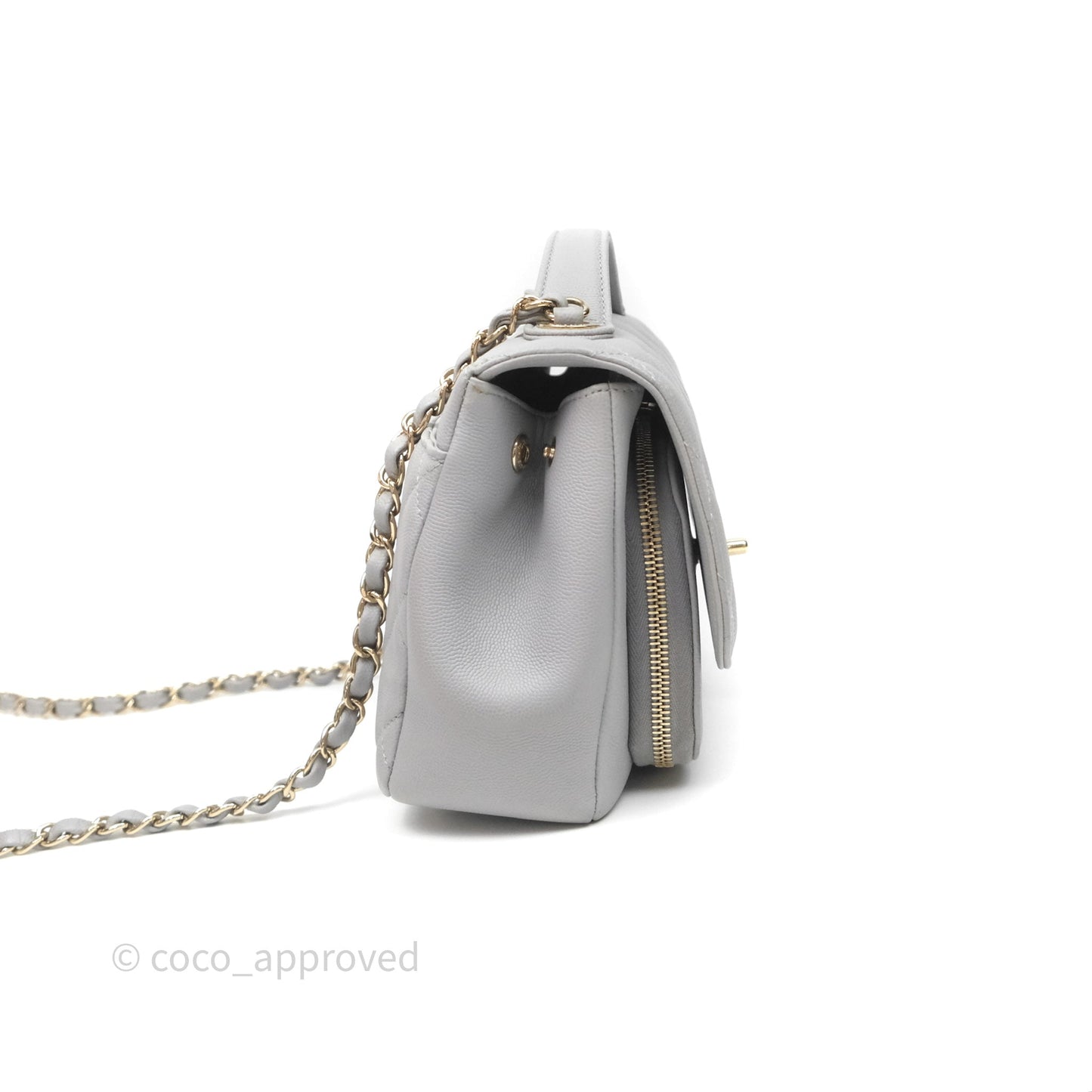 Chanel Quilted Medium Business Affinity Flap Grey Caviar Gold Hardware