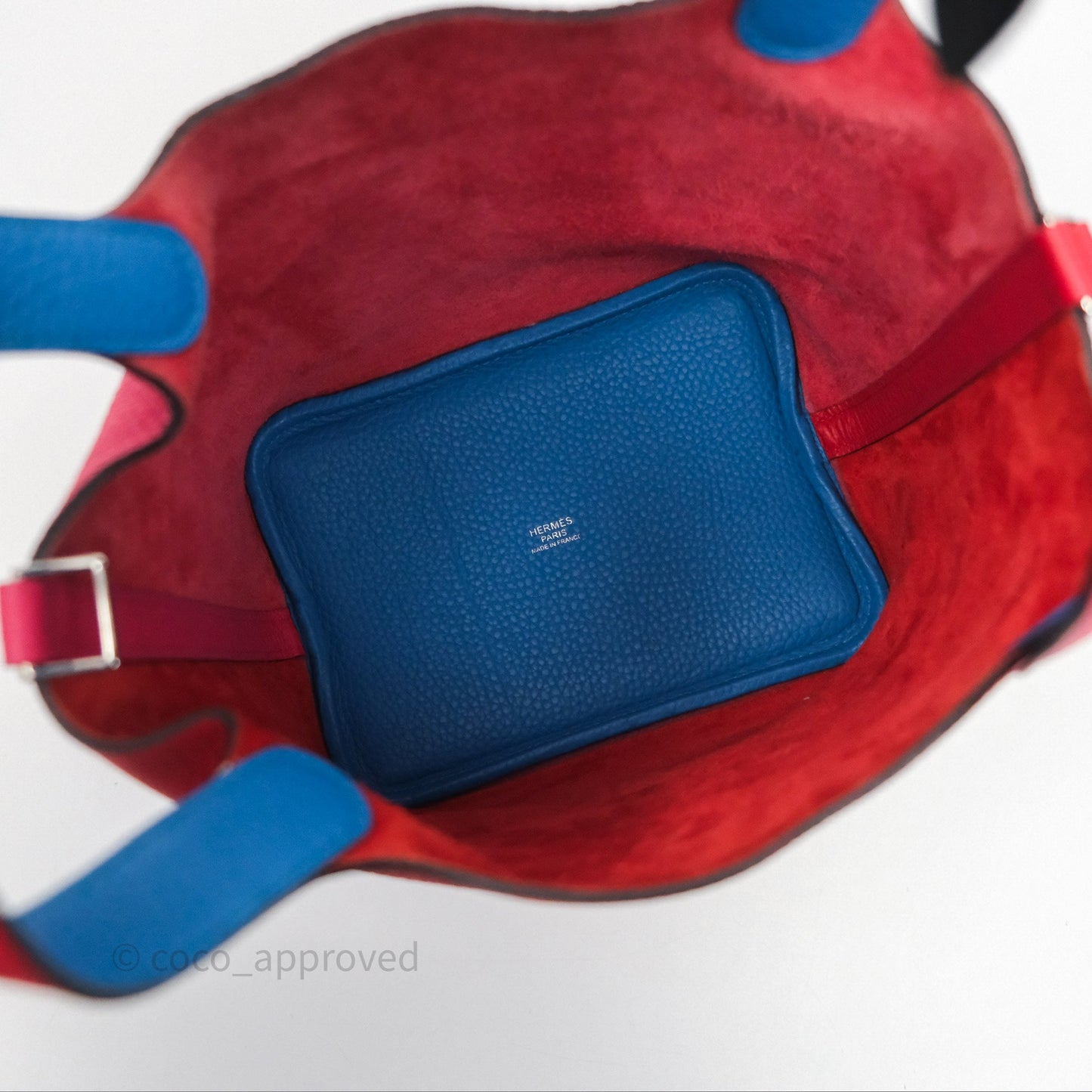 Hermès Picotin 18 Rouge de Coeur S3/ Rose Extrême I6/ Bleu Zanzibar B3 Clemence Palladium Hardware
