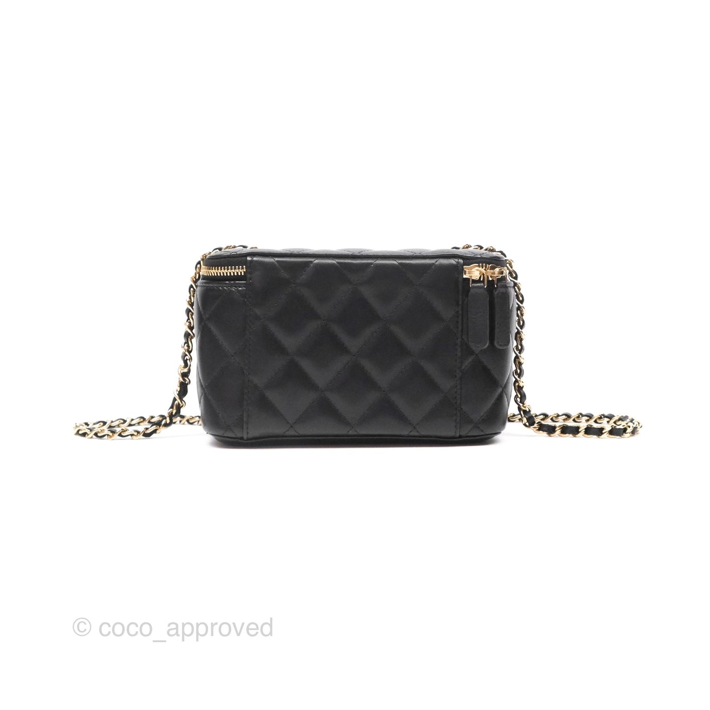 Chanel Vanity Rectangular With Chain Black Lambskin Gold Hardware