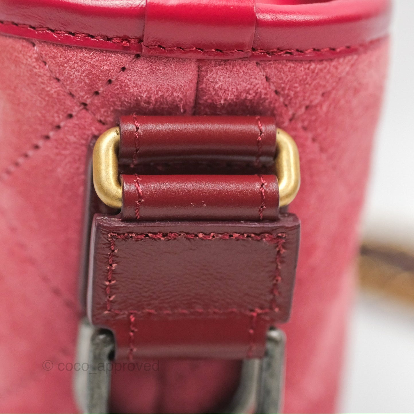 Chanel Small Gabrielle Hobo Quilted Red Velvet Aged Calfskin