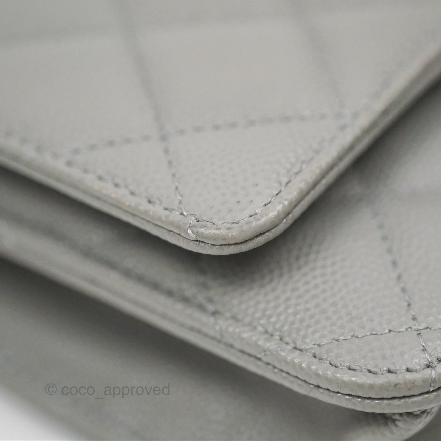 Chanel Classic Wallet on Chain WOC Quilted Grey Caviar Gold Hardware