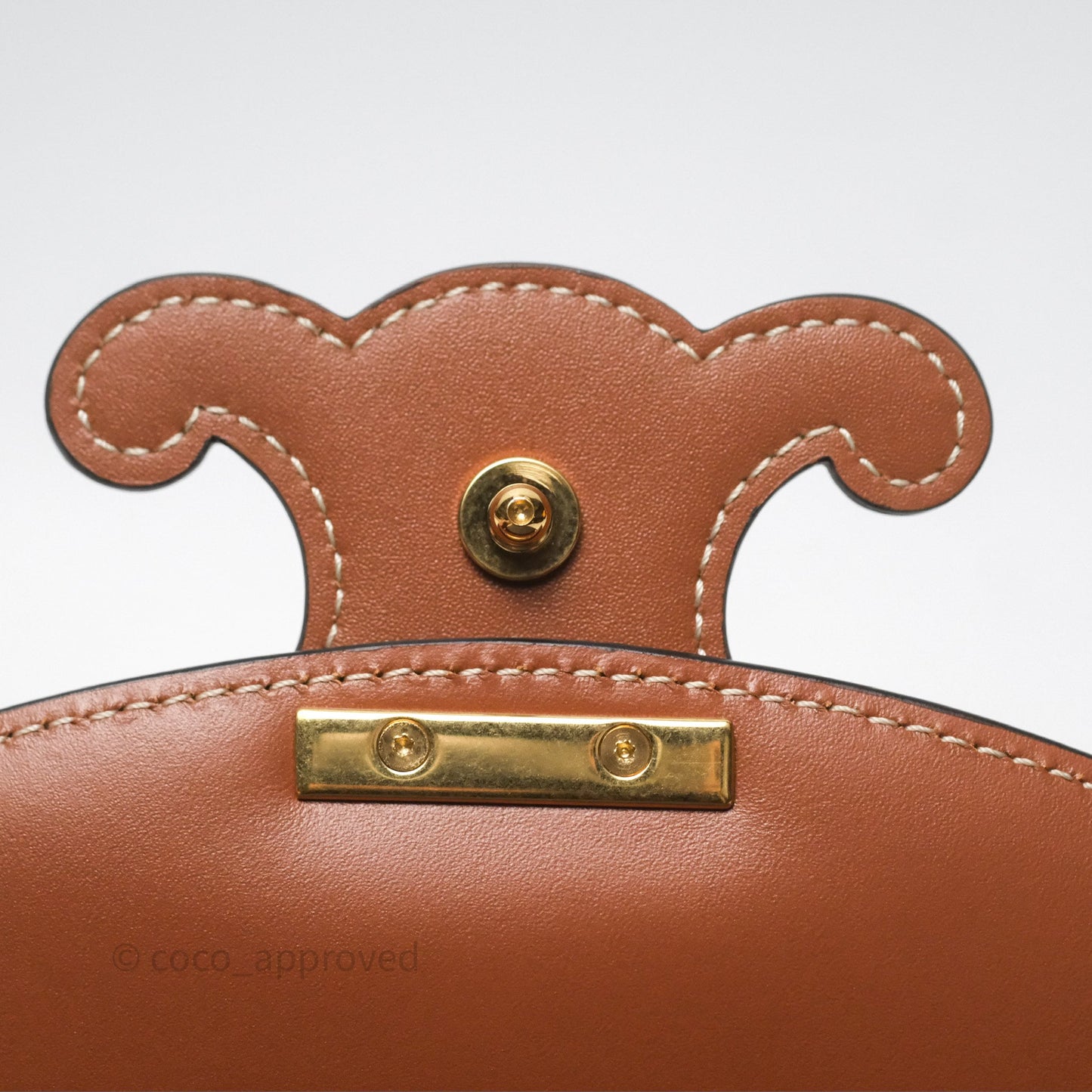 Celine Besace Cuir Bag Triomphe Canvas Tan