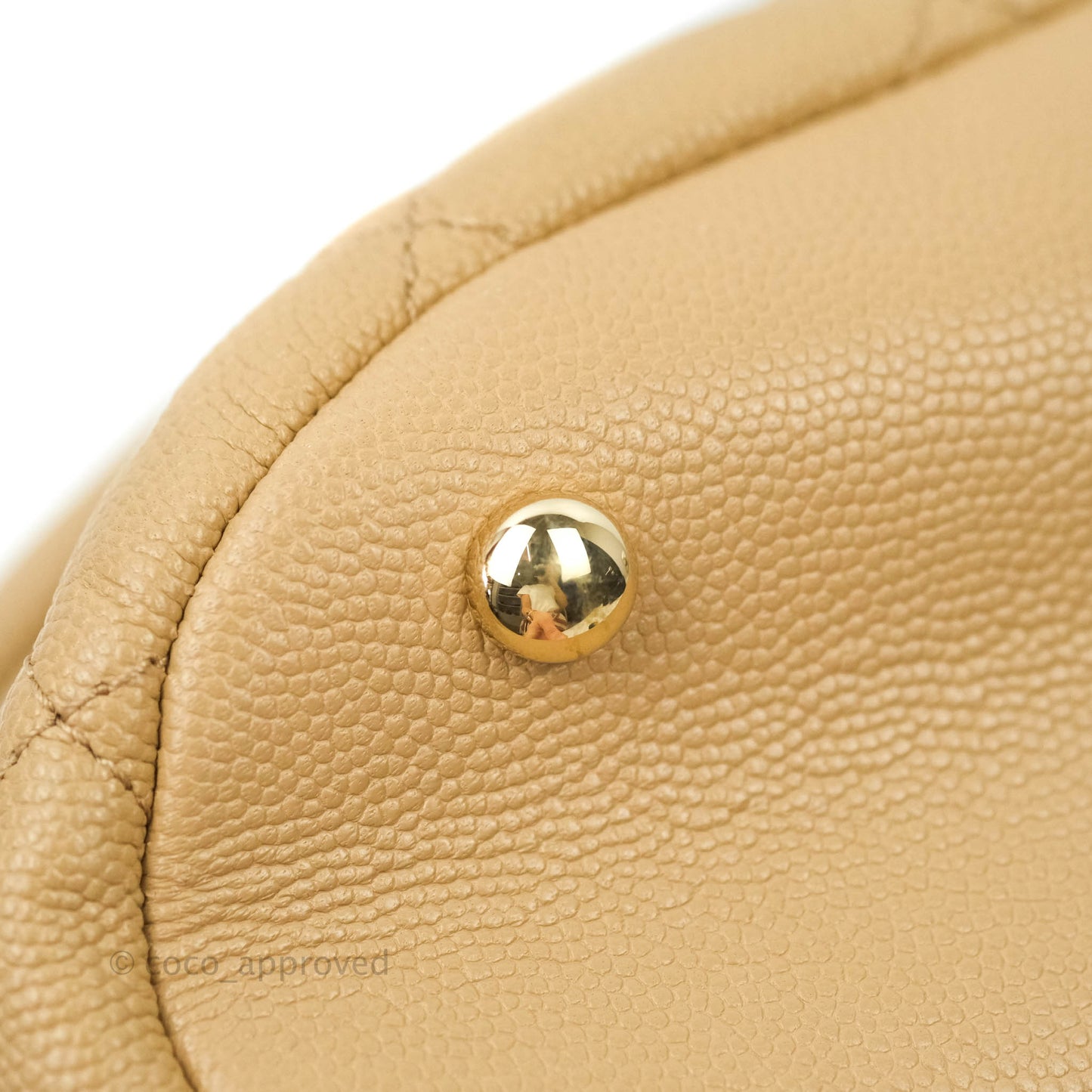 Chanel Caviar Quilted Rolled Up Bucket Drawstring Bag Beige Gold Hardware 19B