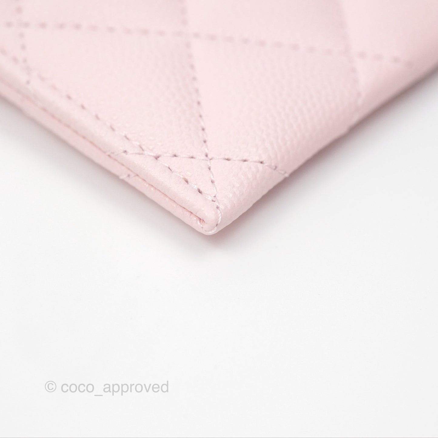Chanel Quilted Flat Card Holder Light Pink Caviar