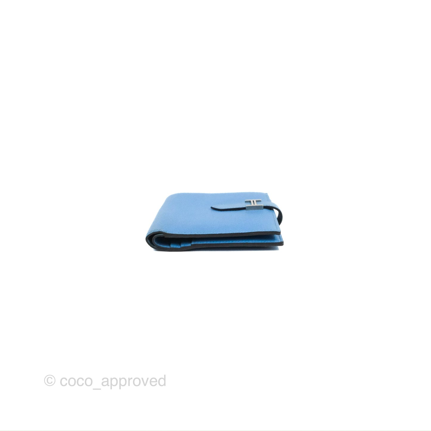 Hermes Bearn Compact Wallet Blue Epsom Palladium Hardware